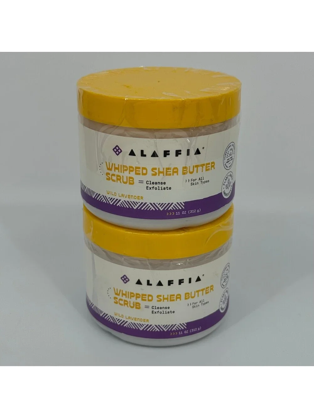 Lot of 2 Alaffia Whipped Shea Butter Scrub Wild Lavender Skin 312g/8 Fl Oz